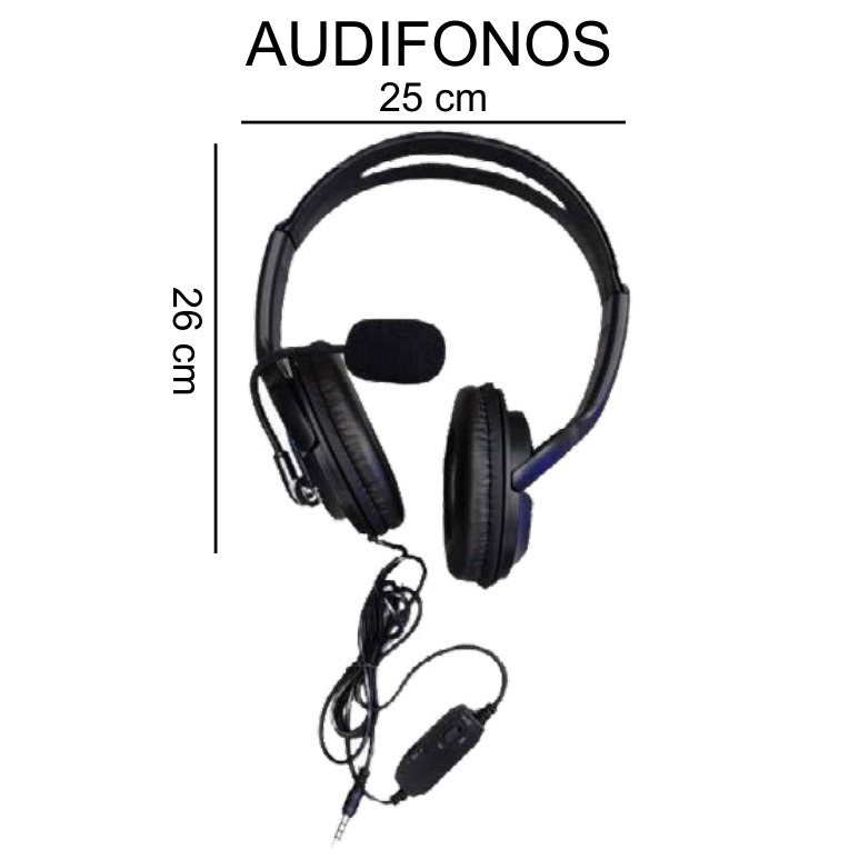 [EB-EP30720] Audífonos de Diadema con Micrófono 25x26cm para PC y Videojuegos — Caja x80 pzas