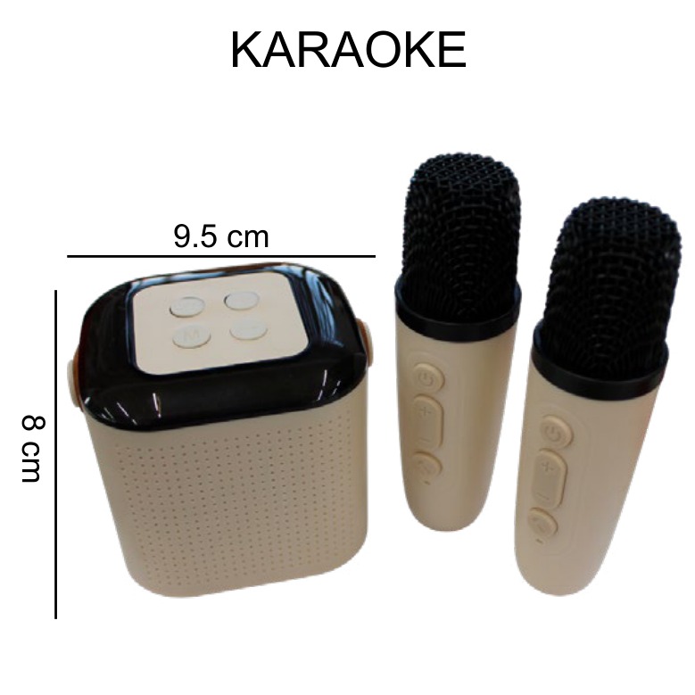 [EB-EP31382] Karaoke Portátil con 2 Micrófonos Bluetooth 9.5x8cm — Caja x30 pzas