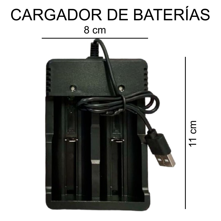 [EB-EP31317] Cargador Baterías Deleex 3 Ranuras con Cable USB 8x11cm — Caja x200 pzas