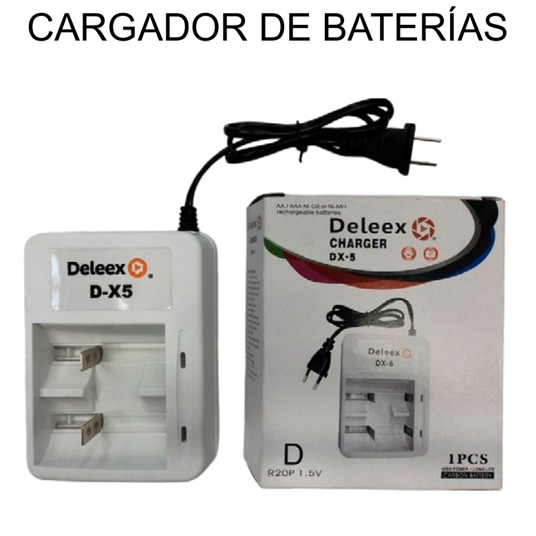 [EB-EP31930] Cargador Baterías Deleex AA y AAA con Cable — Caja x100 pzas