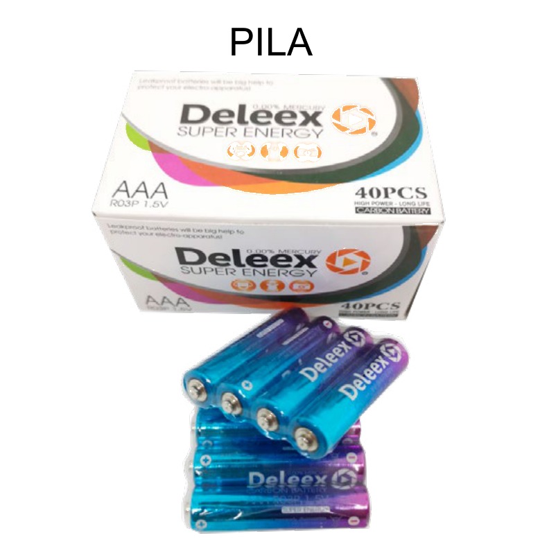 [EB-EP31918] Pila Carbón Deleex Super Energy AAA 1.5v — Caja 40 pzas — Caja x300 pzas