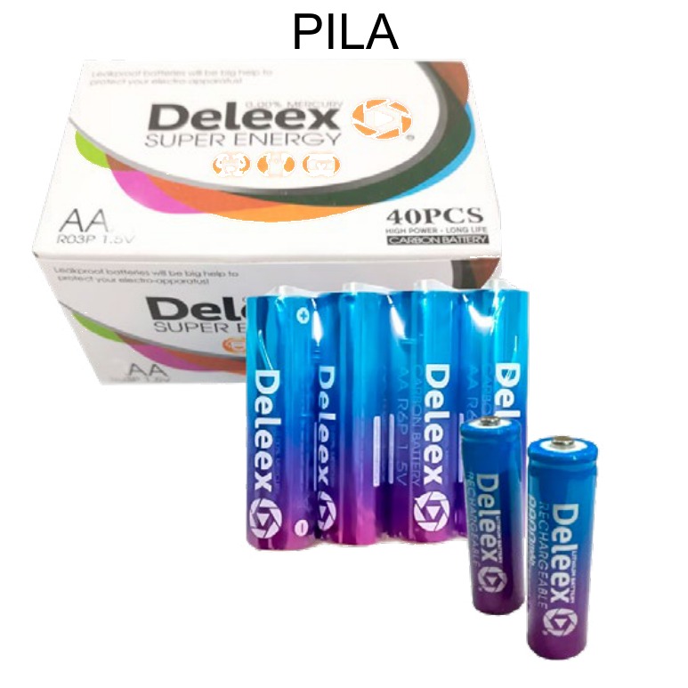 [EB-EP31919] Pila Carbón Deleex Super Energy AA 1.5v — Caja 40 pzas — Caja x300 pzas
