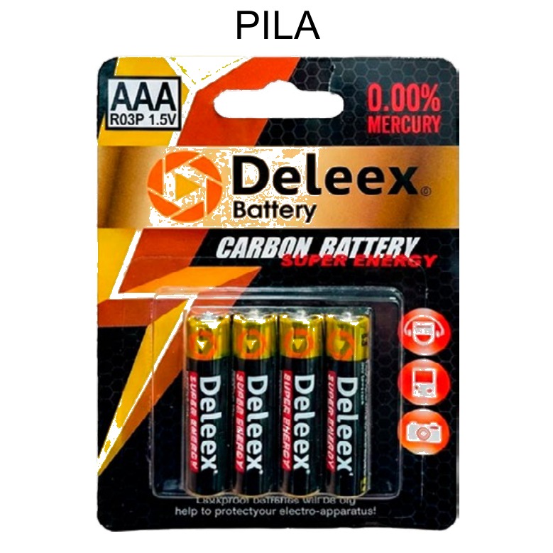 [EB-EP31921] Pila Carbón Deleex Battery AAA 1.5v — Caja 12 paq x4 — Caja x288 pzas