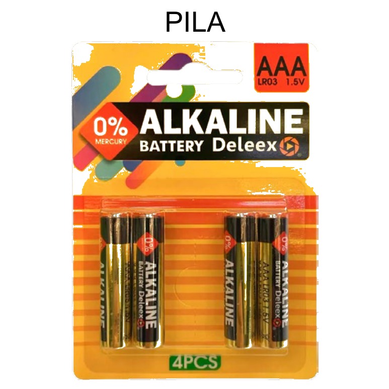 [EB-EP31924] Pila Alcalina Deleex AAA 1.5v LR03 — Caja 12 paq x4 — Caja x96 pzas