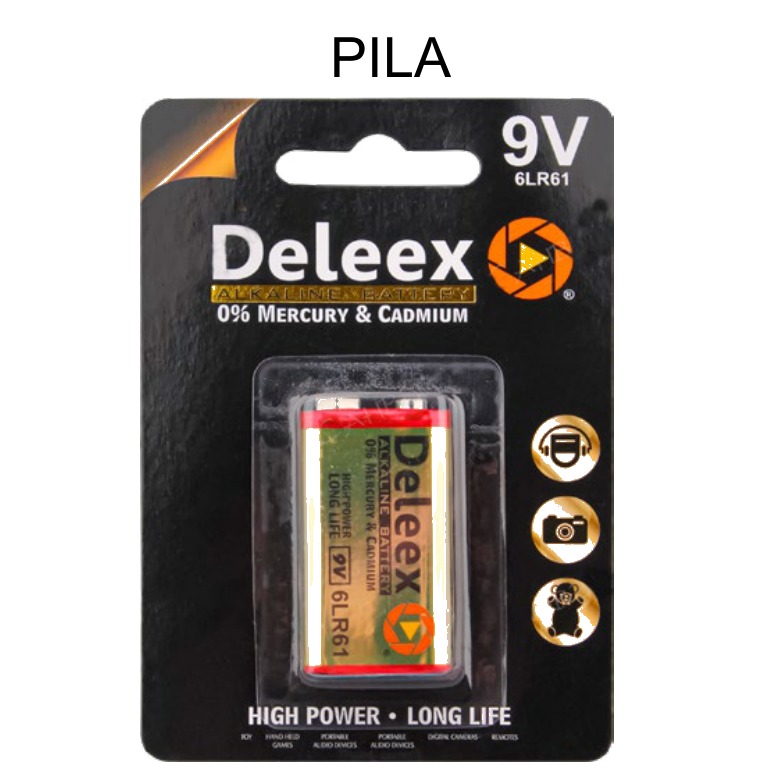 [EB-EP31922] Pila Alcalina Deleex 9v 6LR61 Sin Mercurio ni Cadmio — Caja x200 pzas