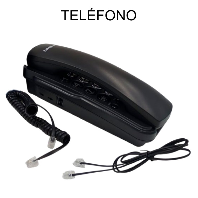 [EB-EP31909] Teléfono Fijo de Mesa con Cable Bicolor Negro y Blanco 25cm — Caja x50 pzas
