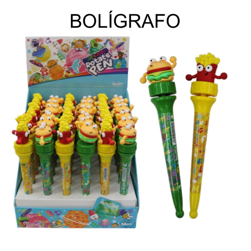 [EB-ST43873] Bolígrafo 4 colores figura comida tinta suave 16cm — Caja x1296 pzas