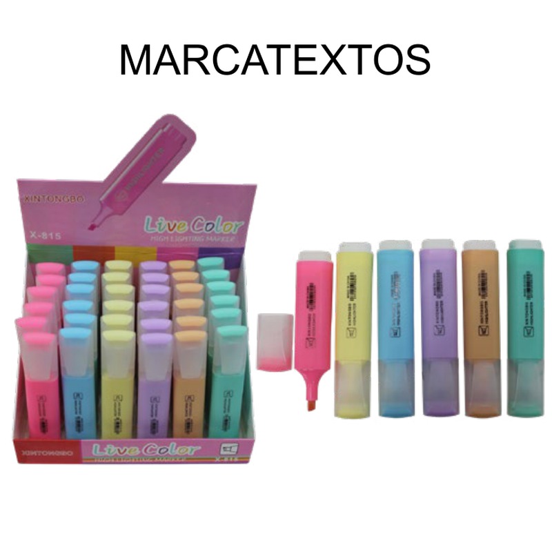 [EB-ST43874] Marcatextos 6 colores punta ancha 12cm escolar — Caja x1152 pzas