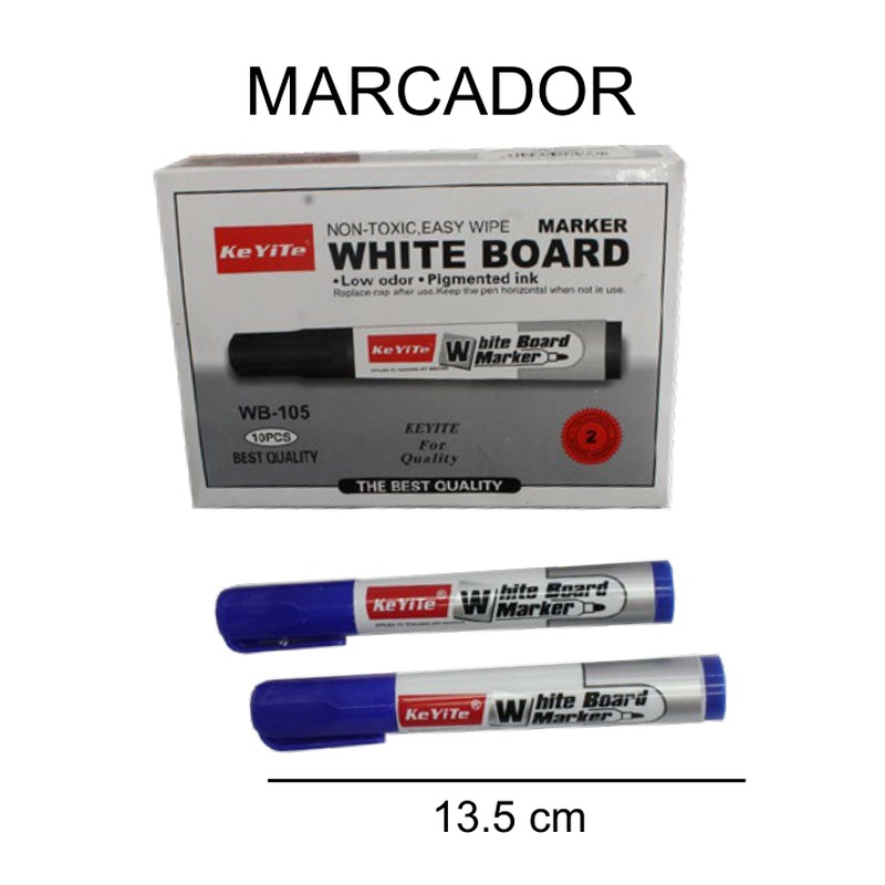 [EB-ST42082] Marcador pizarrón blanco borrable azul 13.5cm — Caja x1200 pzas