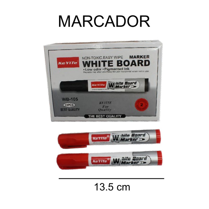 [EB-ST42080] Marcador pizarrón blanco borrable rojo 13.5cm — Caja x1200 pzas