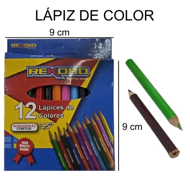 [EB-ST42158] Lápices de colores 12 pzas hexagonales cortos 9cm — Caja x480