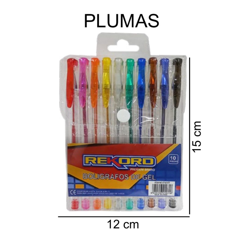 [EB-ST42177] Plumas de colores surtidas 10 pzas estuche 15cm — Caja x288 pzas