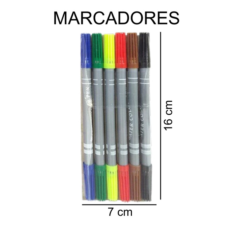 [EB-ST40101] Marcadores doble punta fino y grueso 6 pzas 16cm — Caja x480