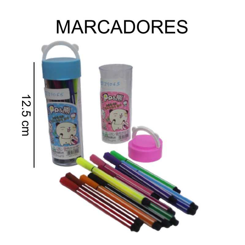 [EB-ST39065] Marcadores 12 pzas en tubo plástico 12.5cm — Caja x144 pzas