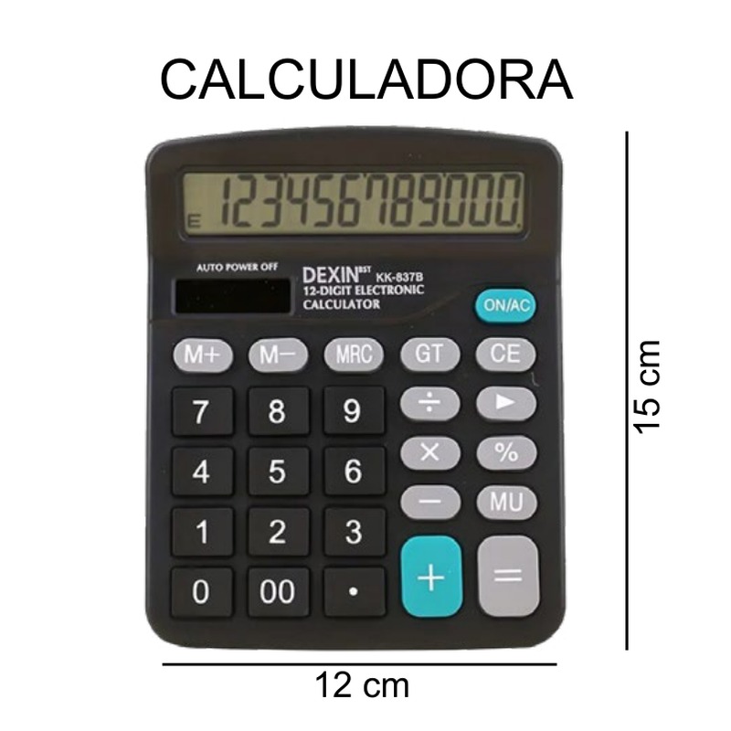 [EB-EP31741] Calculadora escritorio 12 dígitos DXKK837B 12x15cm — Caja x120