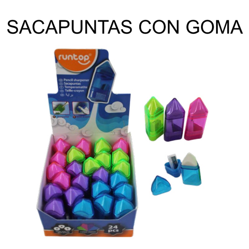 [EB-ST43833] Sacapuntas con goma figura diamante 4cm colores — Caja x1440 pzas