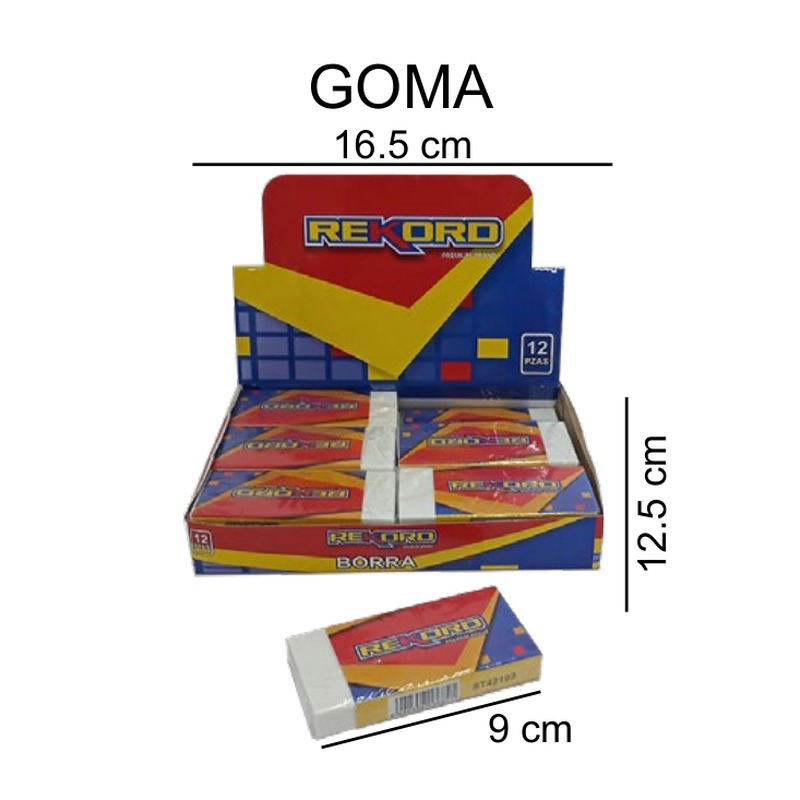 [EB-ST42102] Goma de borrar blanca rectangular 12 pzas — Caja x20 pzas