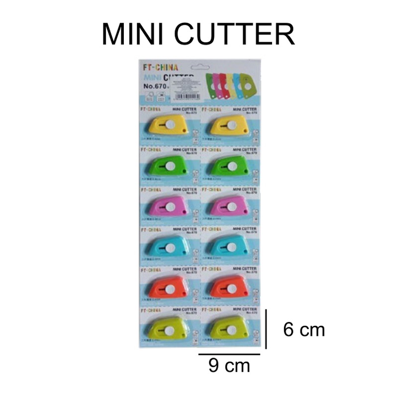 [EB-ST42810] Mini cutter retráctil hoja 0.4mm colores — Caja x720 pzas