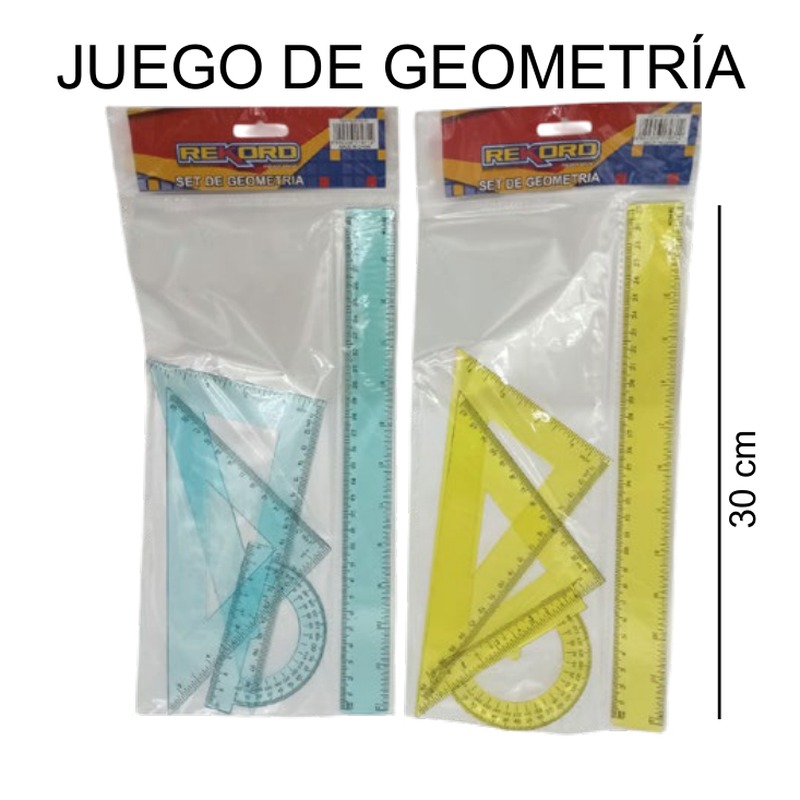 [EB-ST42141] Juego de geometría 30cm regla escuadra transportador — Caja x384
