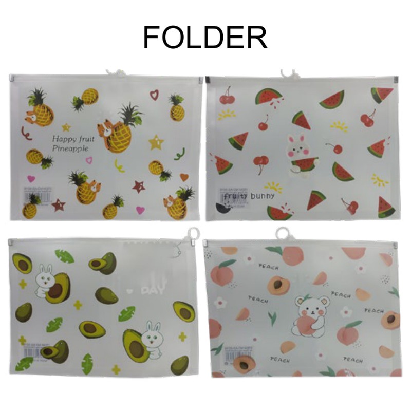 [EB-ST43806] Folder con cierre zip diseño frutas tamaño A4 — Caja x720 pzas