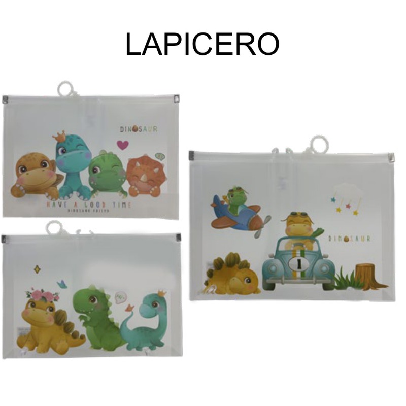 [EB-ST43840] Estuche portaplumas zipper diseño dinosaurio 26x18cm — Caja x960