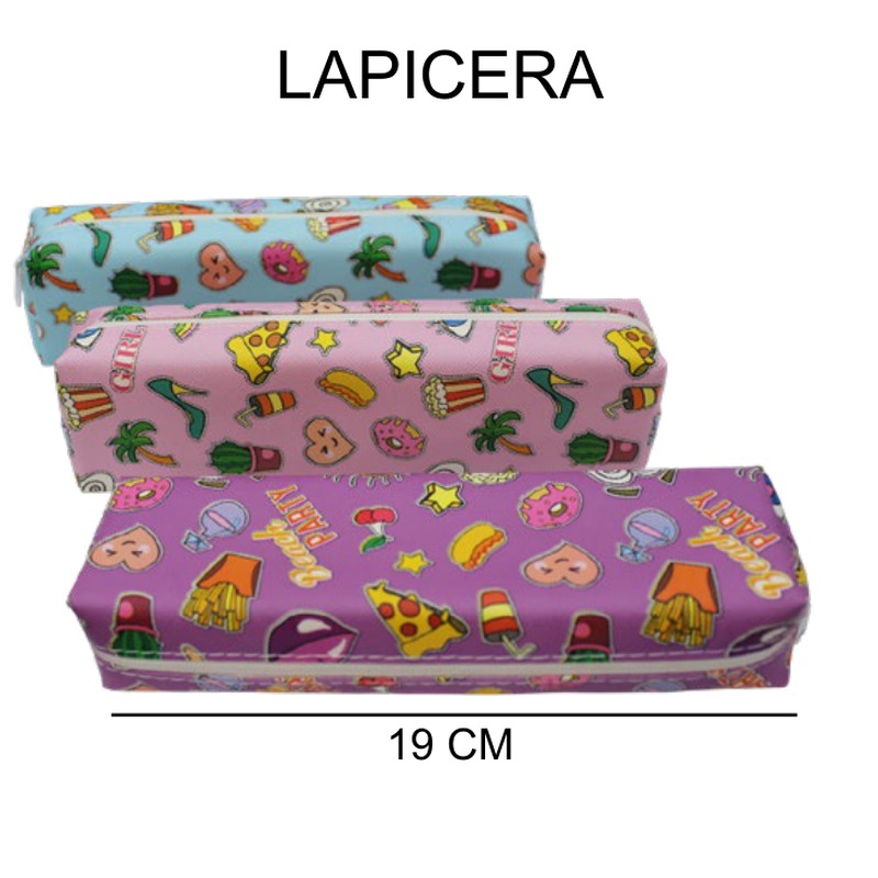 [EB-ST43697] Lapicera escolar estampada diseño snacks 19cm — Caja x600 pzas