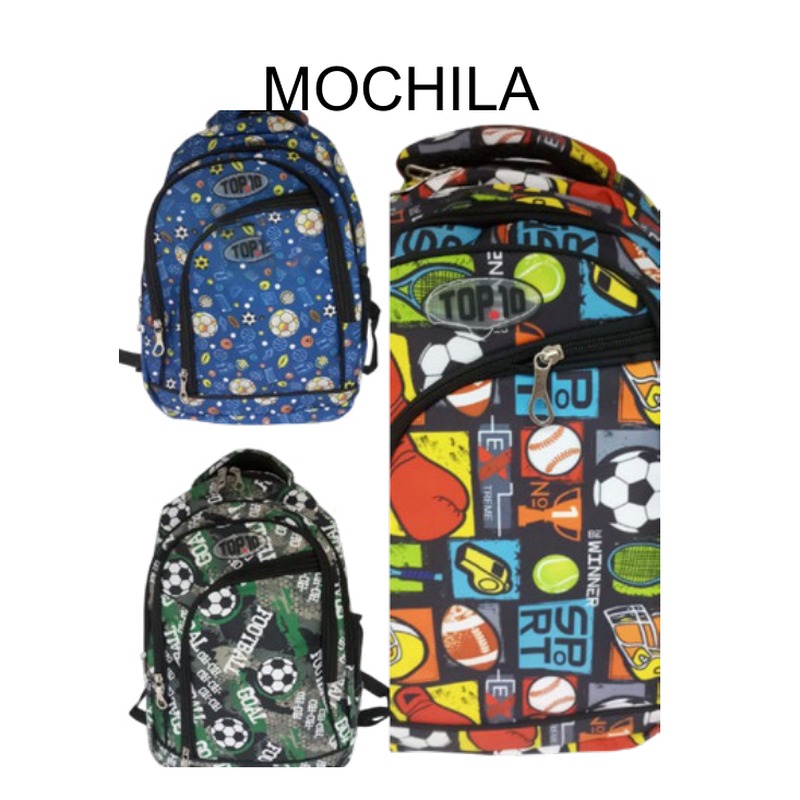 [EB-BG55378] Mochila escolar deportiva TOP 10 15" multibolsillos — Caja x36 pzas