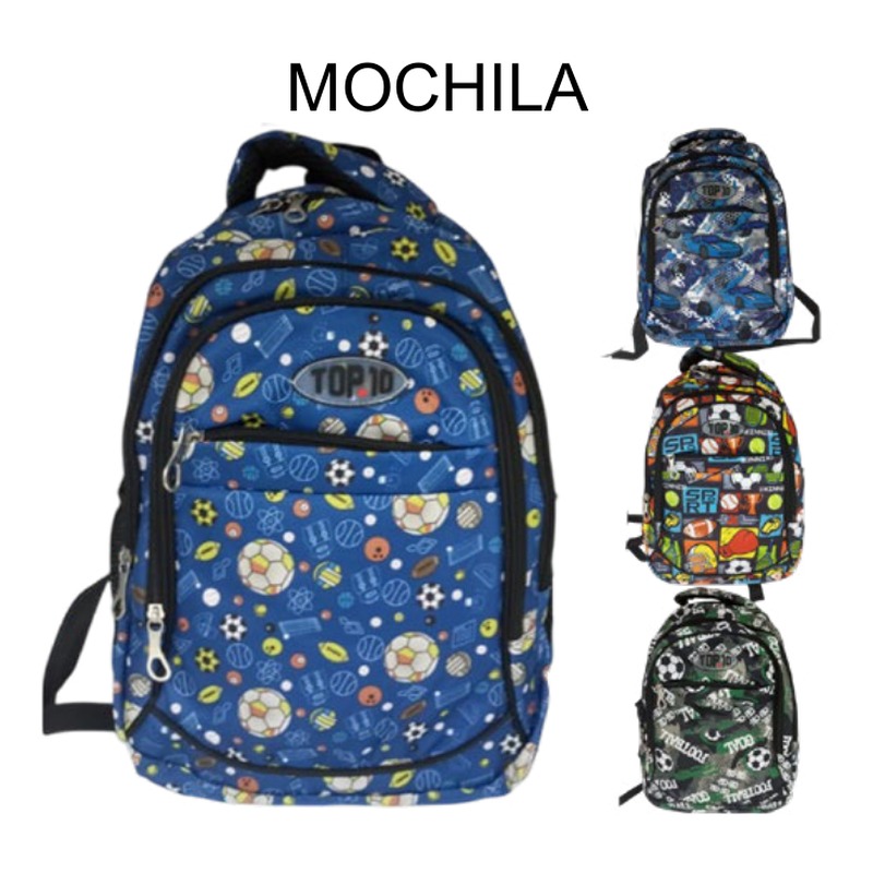 [EB-BG55376] Mochila escolar TOP 10 diseño futbol 15" — Caja x36 pzas