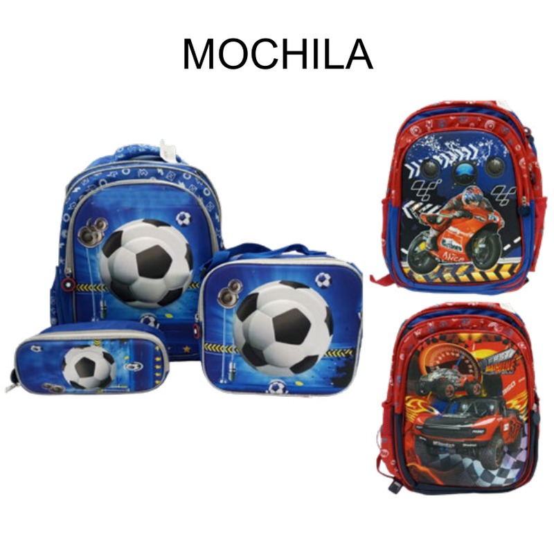 [EB-BG54935] Set mochila lonchera estuche deportivo 3 pzas — Caja x60 sets