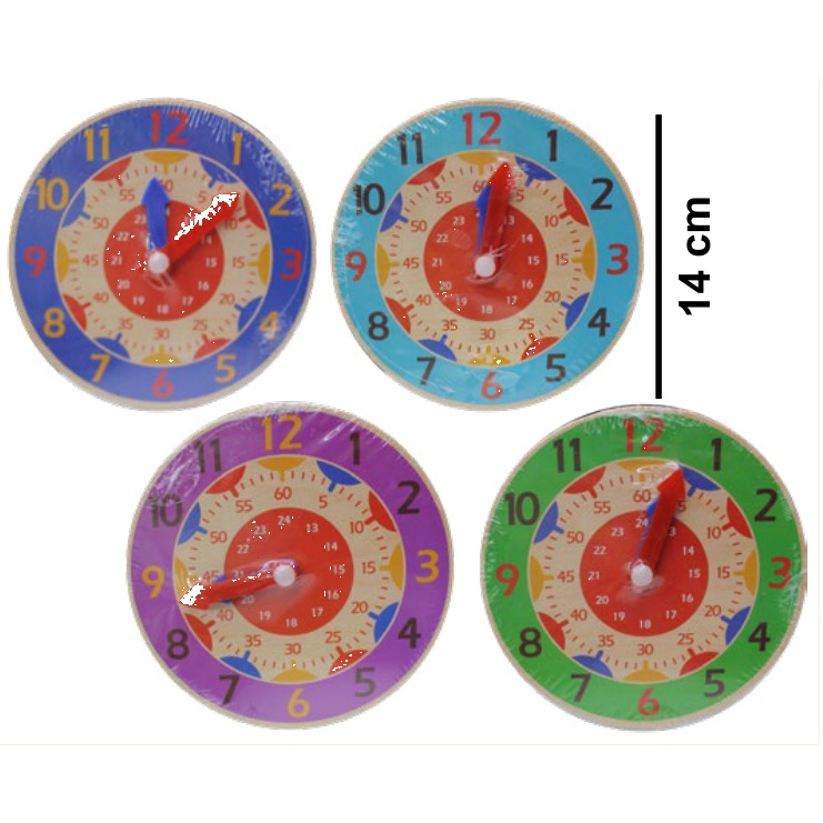 [EB-TY363931] Reloj Didáctico Madera Manecillas Móviles 14cm — Caja x400 pzas ref.TY363931