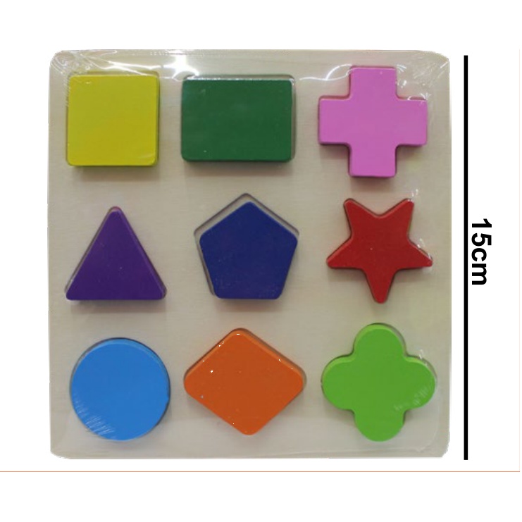 [EB-TY363954] Rompecabezas Madera Figuras Geométricas 15cm — Caja x300 pzas ref.TY363954