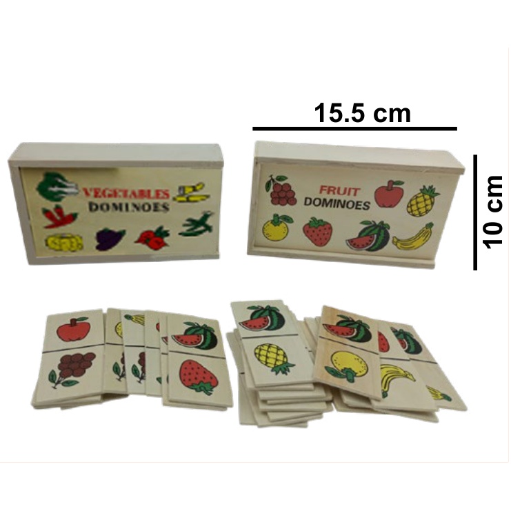[EB-TY362022] Dominó Madera Frutas Verduras 28 Fichas 15.5x10cm — Caja x72 pzas ref.TY362022