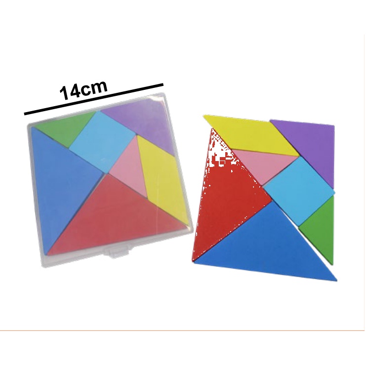 [EB-TY363953] Tangram Madera Caja Plástico 7 Piezas 14cm — Caja x240 pzas ref.TY363953
