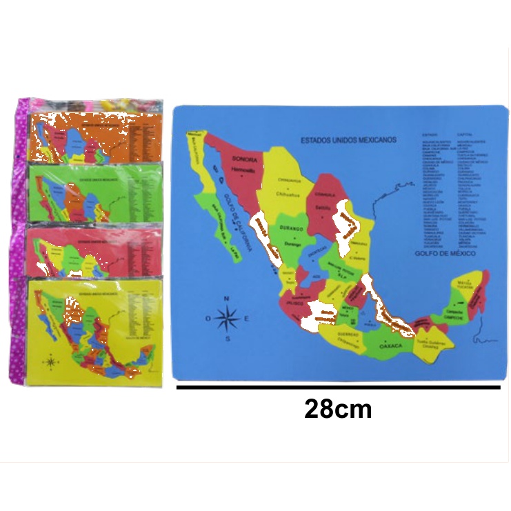 [EB-TY364207] Rompecabezas Madera República Mexicana 32 Estados 28x23cm — Caja x300 pzas...