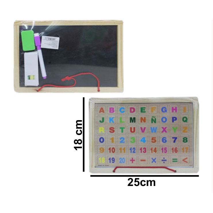 [EB-TY362533] Pizarrón Magnético Madera Letras Números 25x18cm — Caja x120 pzas ref.TY362533