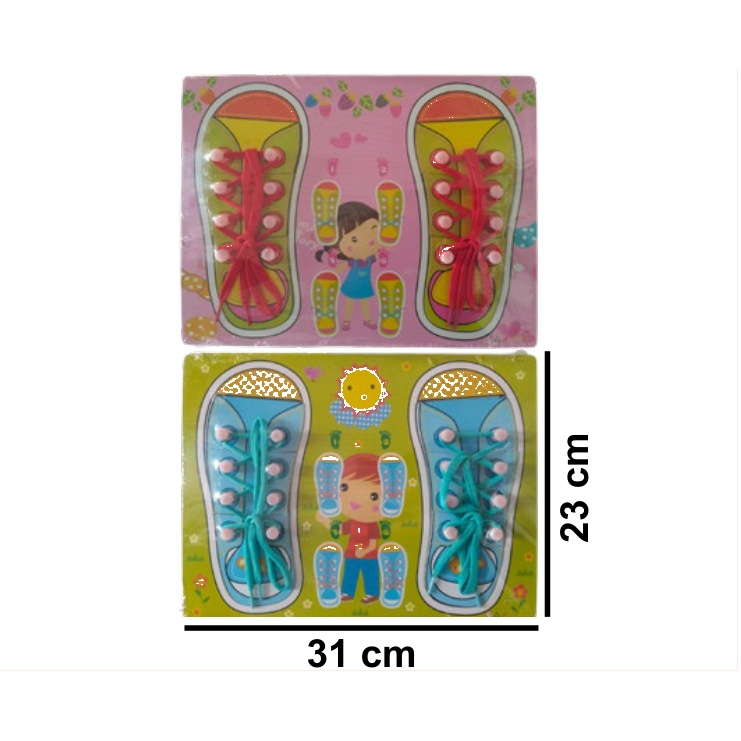 [EB-TY362530] Tablero Didáctico Amarrar Zapatos Madera 31x23cm — Caja x75 pzas ref.TY362530