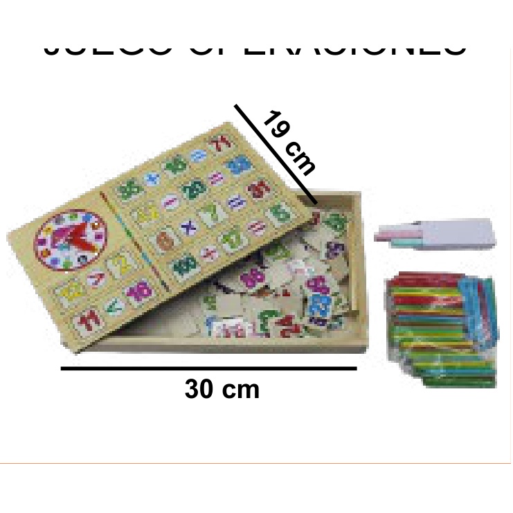[EB-TY361344] Caja Operaciones Matemáticas Madera 30x19cm — Caja x40 pzas ref.TY361344