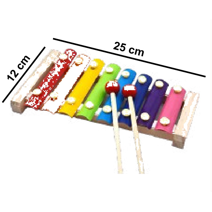 [EB-TY361389] Xilófono Madera 8 Notas 2 Baquetas 25x12cm — Caja x100 pzas ref.TY361389