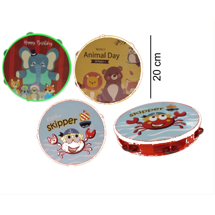 [EB-TY362544] Pandero Infantil Sonajas Metálicas 20cm Grande — Caja x144 pzas ref.TY362544