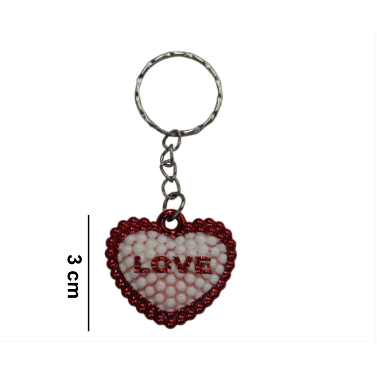 [EB-KE9733] Llavero Corazón Love Metálico 3cm — Bolsa x12 pzas / Caja x1200 ref.KE9733