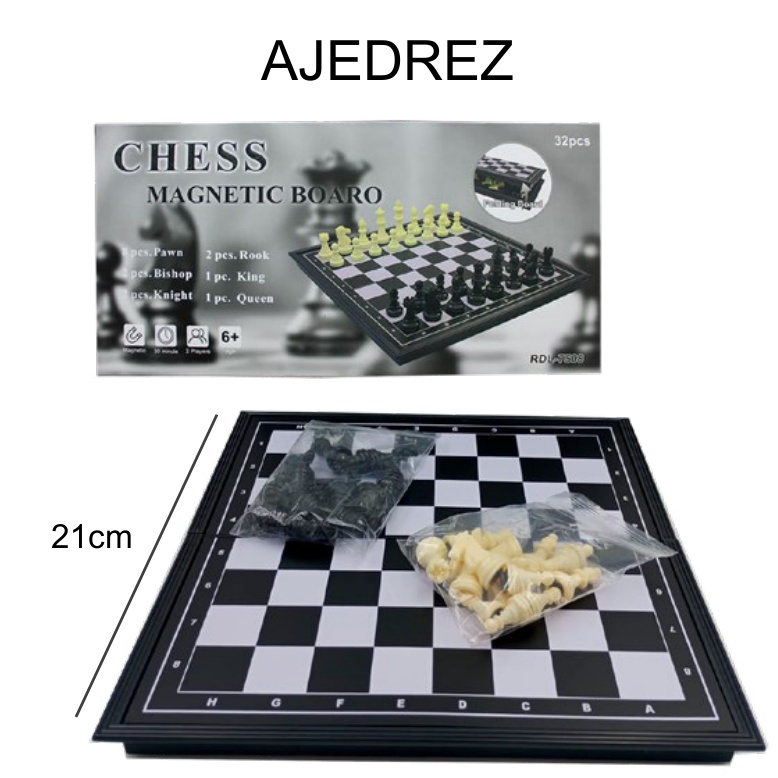 [EB-TY364244] Ajedrez magnético plegable 21 cm — Caja x120 pzas