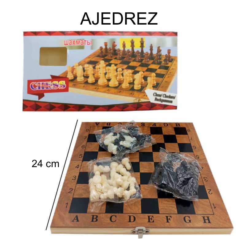 [EB-TY364267] Ajedrez de plástico 24 cm — Caja x90 pzas