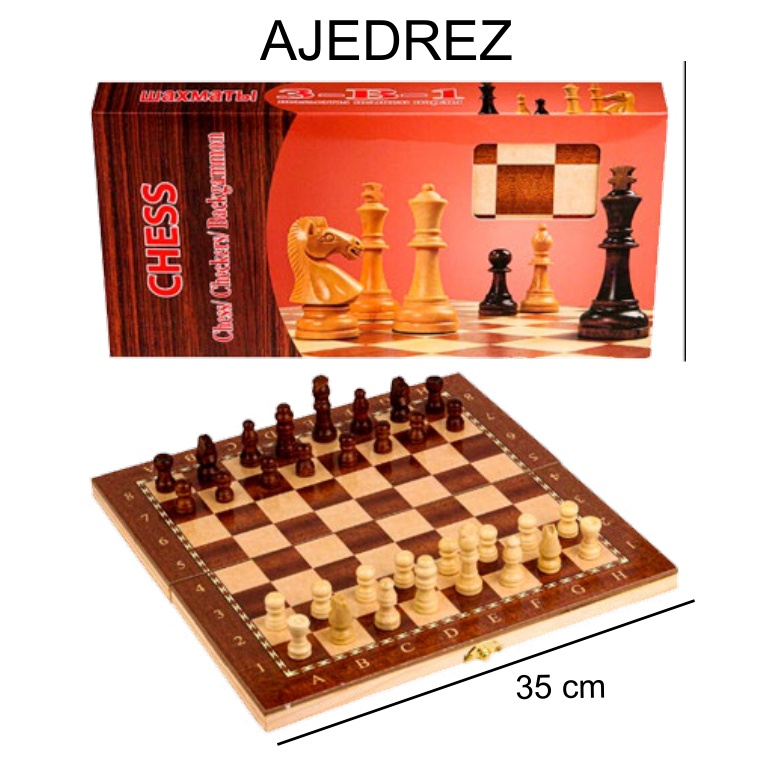[EB-TY361428] Ajedrez madera 35 cm — Caja x42 pzas