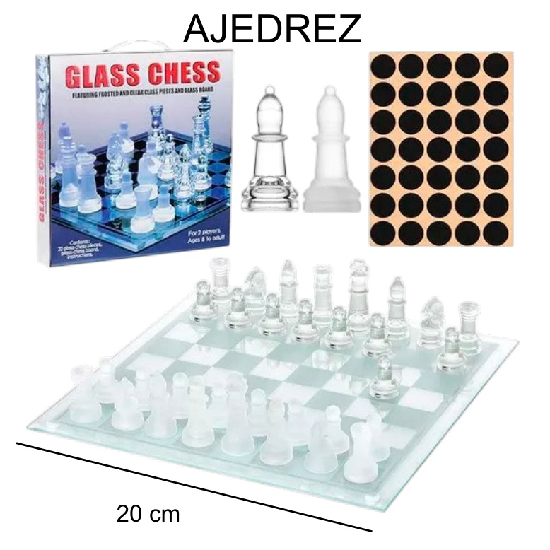 [EB-SP65462] Ajedrez de cristal 20 cm — Caja x40 pzas