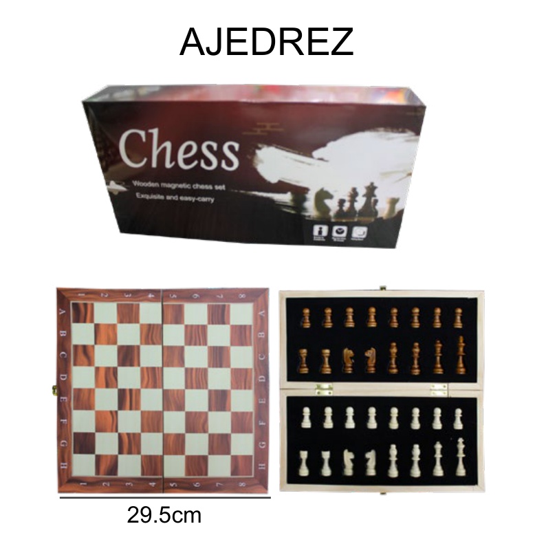 [EB-TY364184] Ajedrez magnético plegable 29.5 cm — Caja x48 pzas