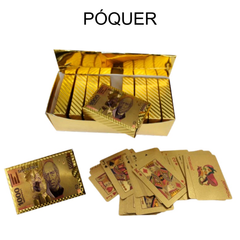 [EB-TY364228] Naipes póquer dorados 6.35×8.9 cm — Caja x100 pzas