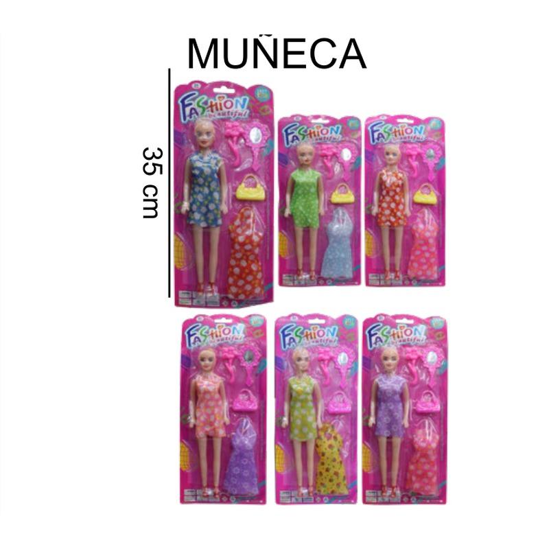 [EB-TS91248] Set Muñeca Fashion 35 cm + 3 Outfits Intercambiables Blíster — Caja 288 pz