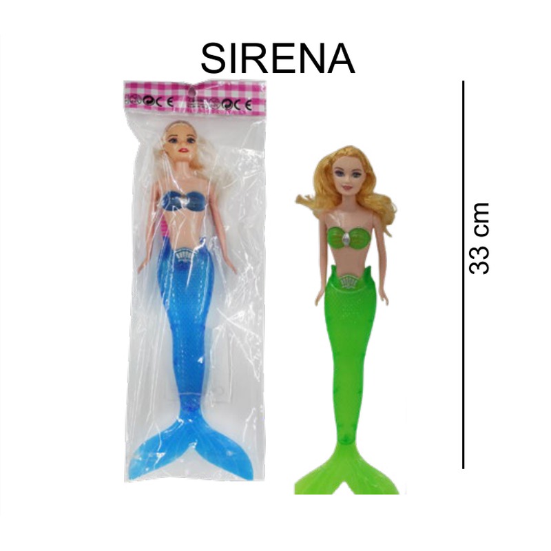 [EB-TS91668] Sirena con LED 33 cm en Bolsa Azul y Verde — Caja 480 pz