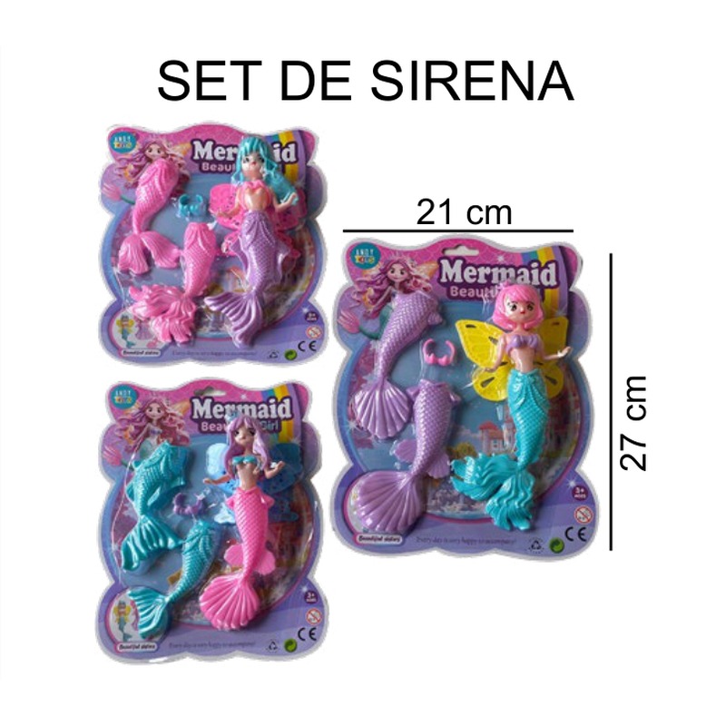 [EB-TS95664] Set Mermaid Beauty 3 Figuras Sirena de Pie con Accesorios 27x21 cm — Caja 96 pz