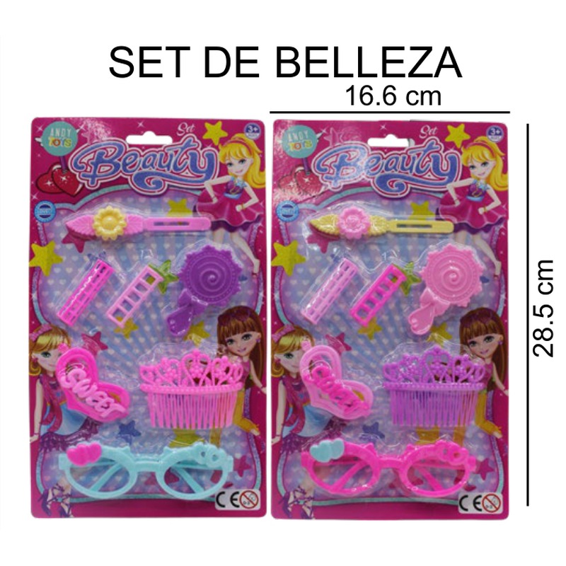 [EB-TS92435] Set Belleza Lentes Sol Peine Tiara Accesorios Tocador 16.6x28.5 cm — Caja 448 pz